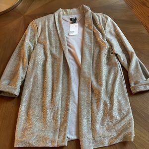 H&M blazer. Gold shimmer. Shoulder pads.